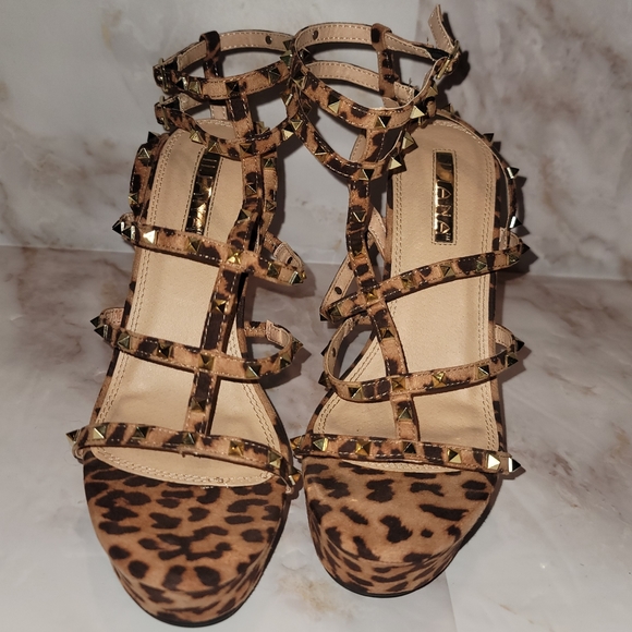 Studded Strappy Cheetah Wedges - Picture 2 of 10